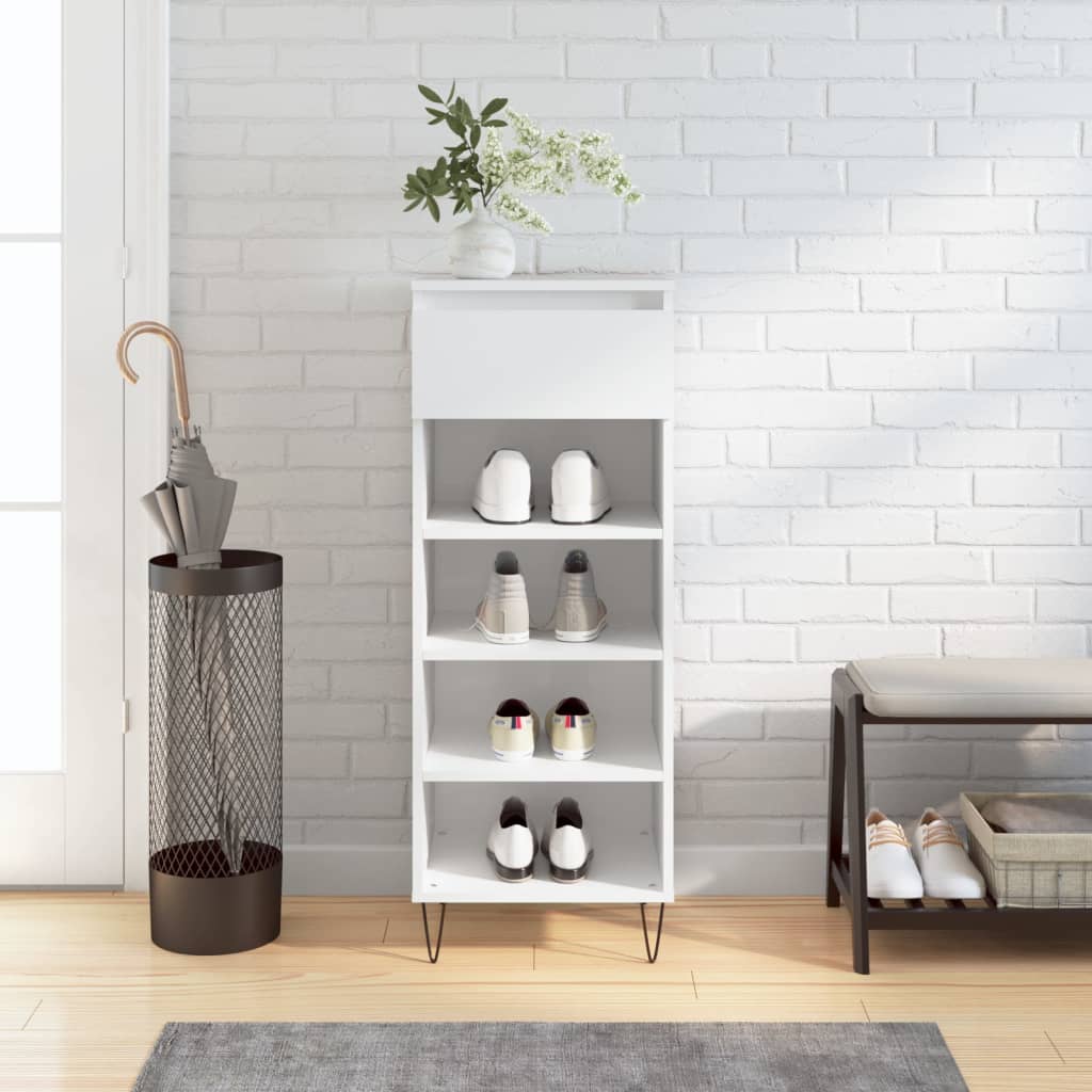 skoreol 40x36x105 cm konstrueret træ hvid højglans