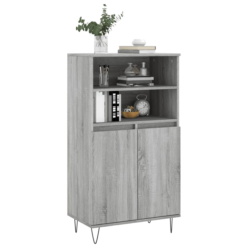 skab 60x36x110 cm konstrueret træ Grå sonoma-eg
