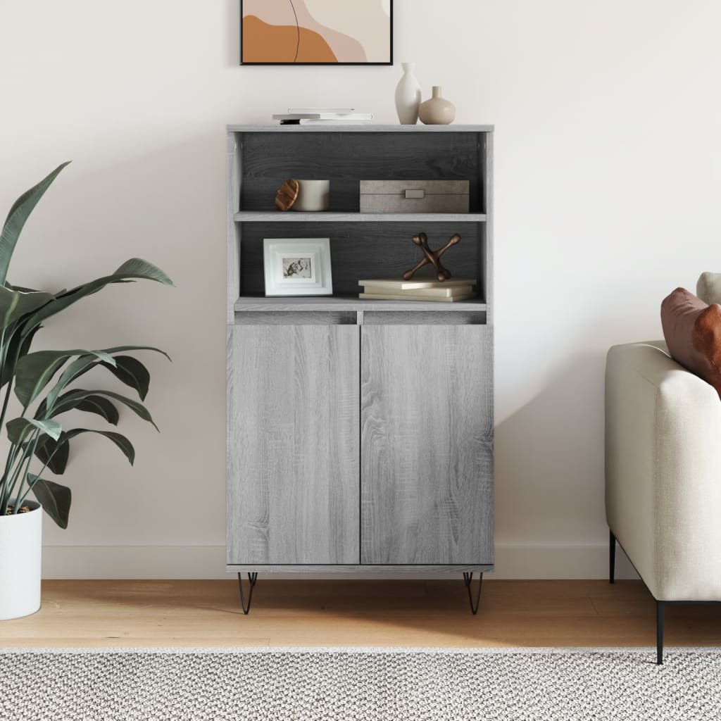 skab 60x36x110 cm konstrueret træ Grå sonoma-eg