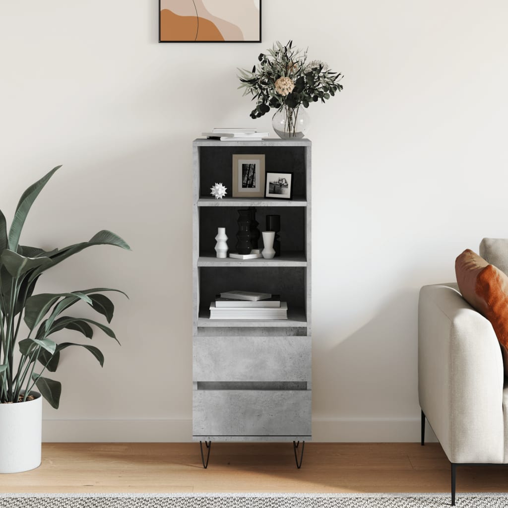 skab 40x36x110 cm konstrueret træ betongrå