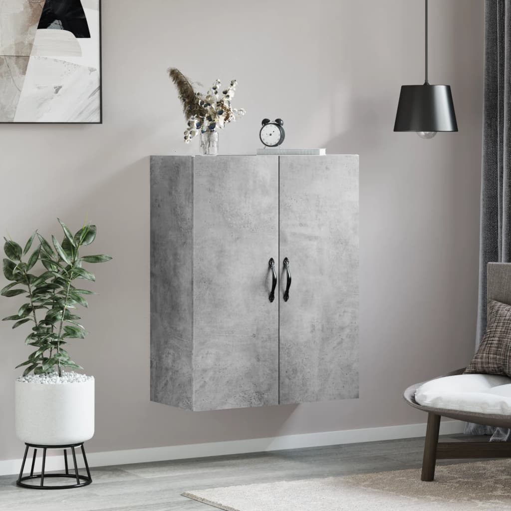 vægskab 69,5x34x90 cm konstrueret træ betongrå