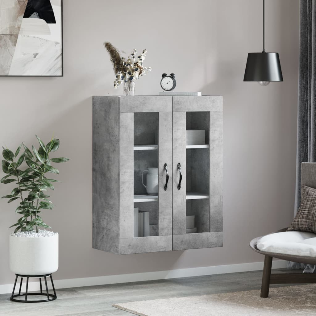 vægskab 69,5x34x90 cm konstrueret træ betongrå
