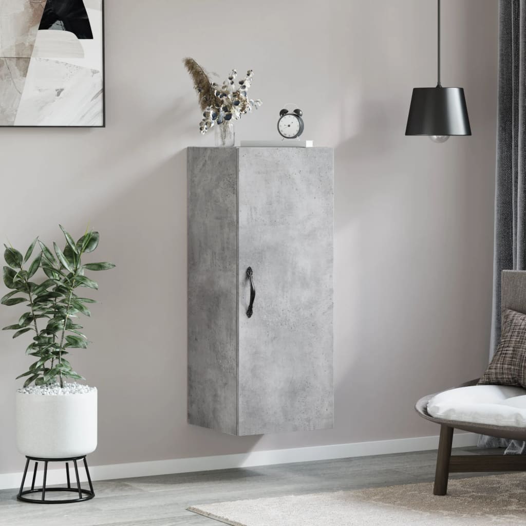 vægskab 34,5x34x90 cm konstrueret træ betongrå