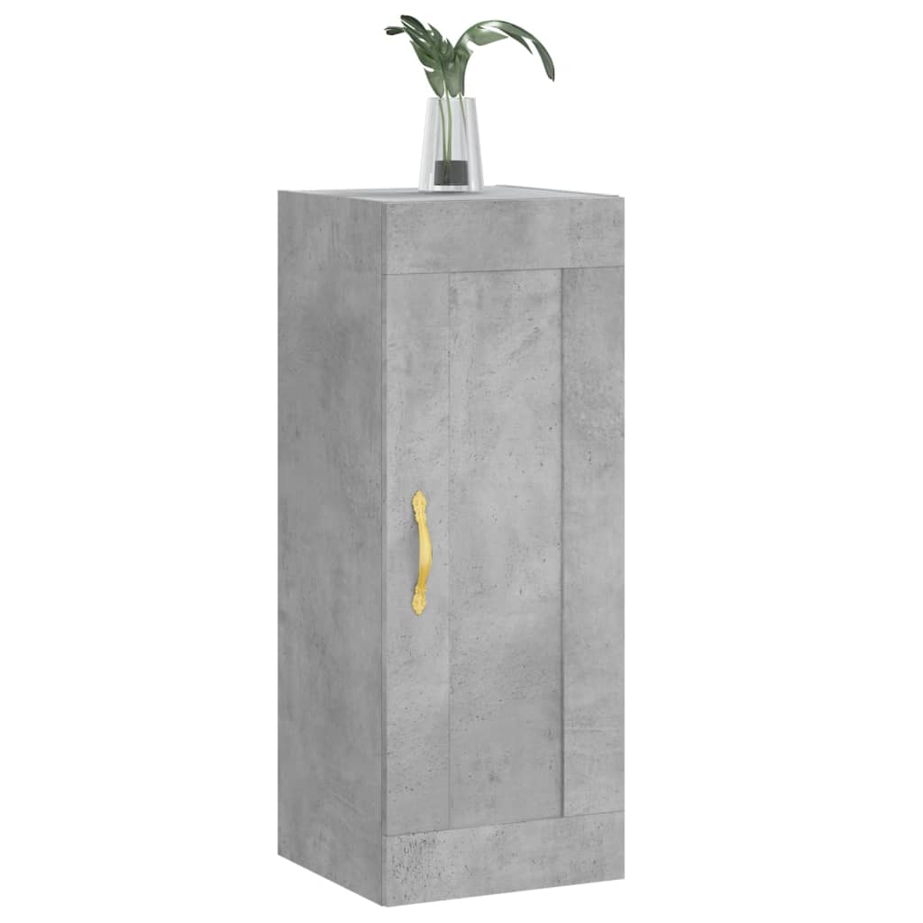 vægskab 34,5x34x90 cm konstrueret træ betongrå