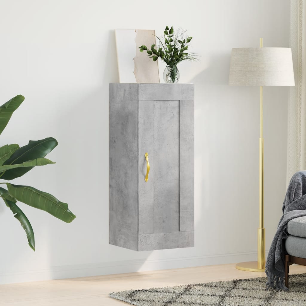 vægskab 34,5x34x90 cm konstrueret træ betongrå