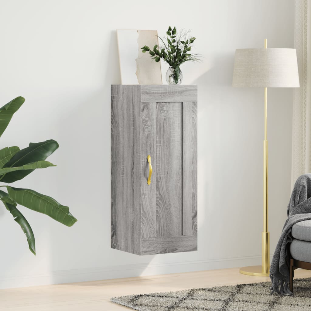 vægskab 34,5x34x90 cm konstrueret træ grå sonoma-eg