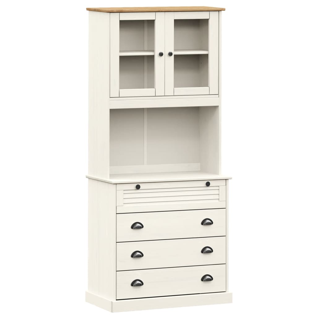 skænk VIGO 80x40x176 cm massivt fyrretræ hvid