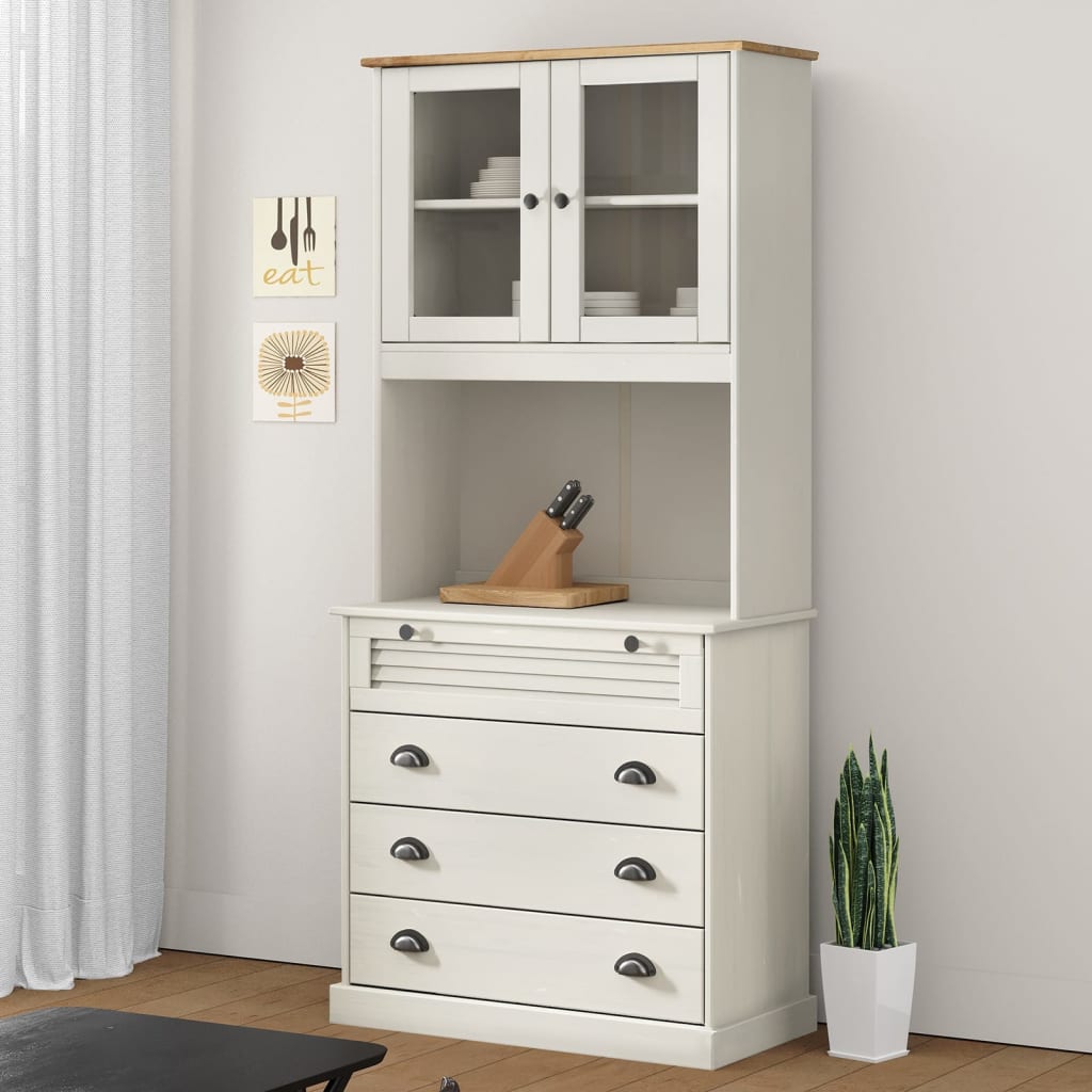 skænk VIGO 80x40x176 cm massivt fyrretræ hvid