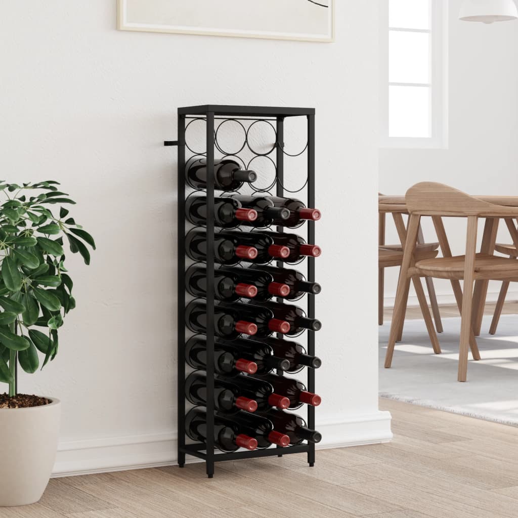 vinreol til 27 flasker 34x18x100 cm smedejern sort