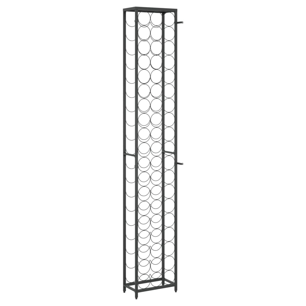vinreol til 57 flasker 34x18x200 cm smedejern sort