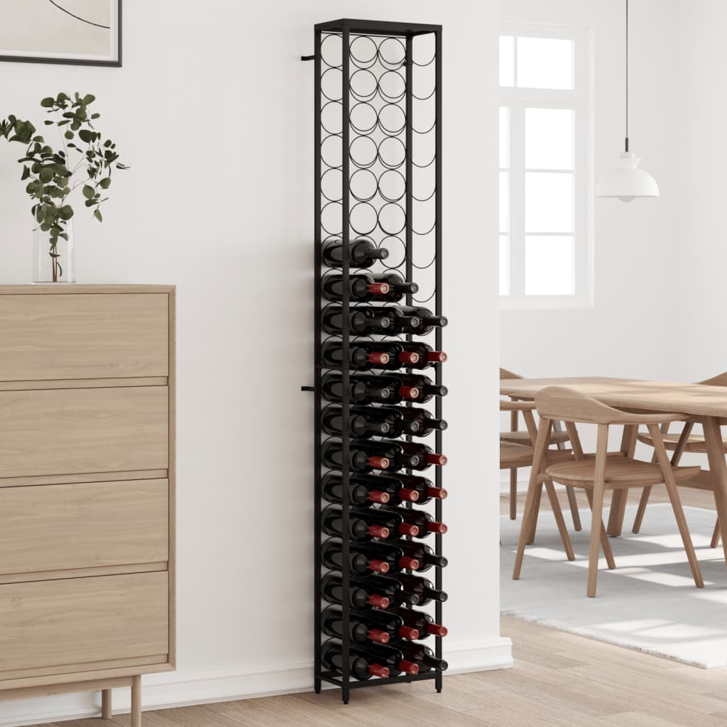 vinreol til 57 flasker 34x18x200 cm smedejern sort