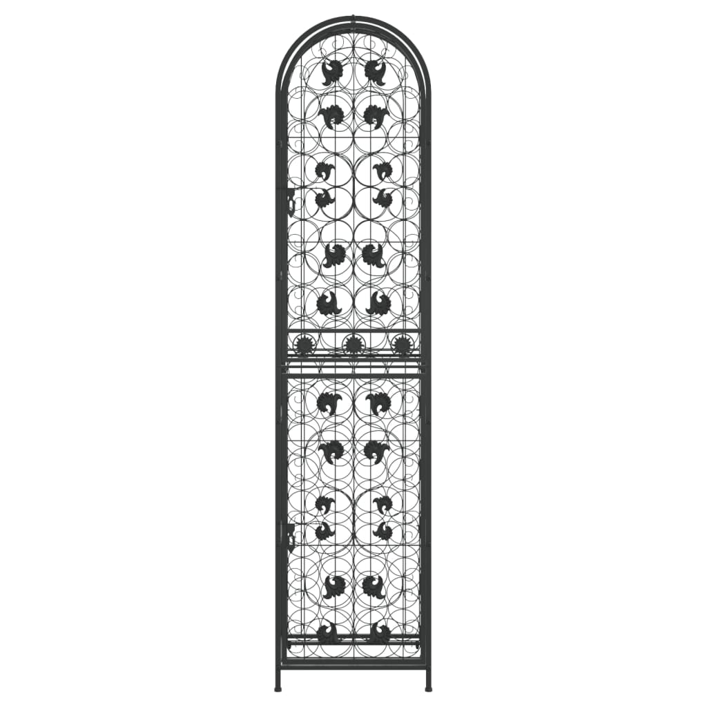 vinreol til 73 flasker 45x36x200 cm smedejern sort
