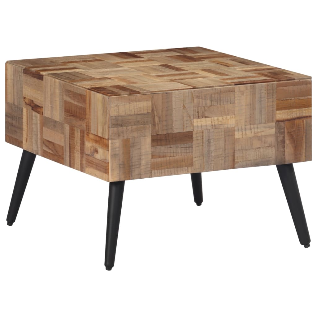 sofabord 55x55x40 cm massivt genbrugsteak grå