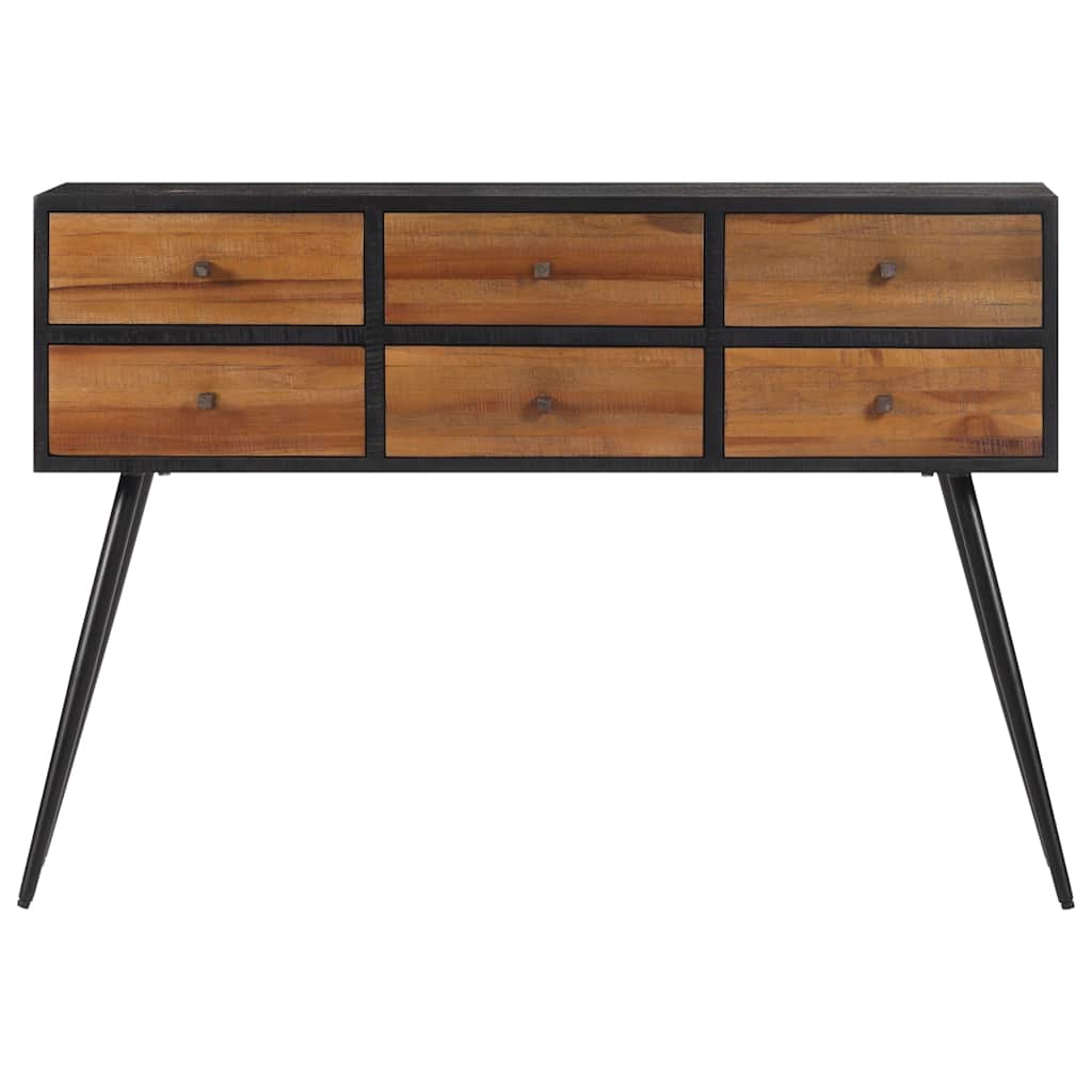 konsolbord med skuffer 116x30x76 cm massivt genbrugsteak