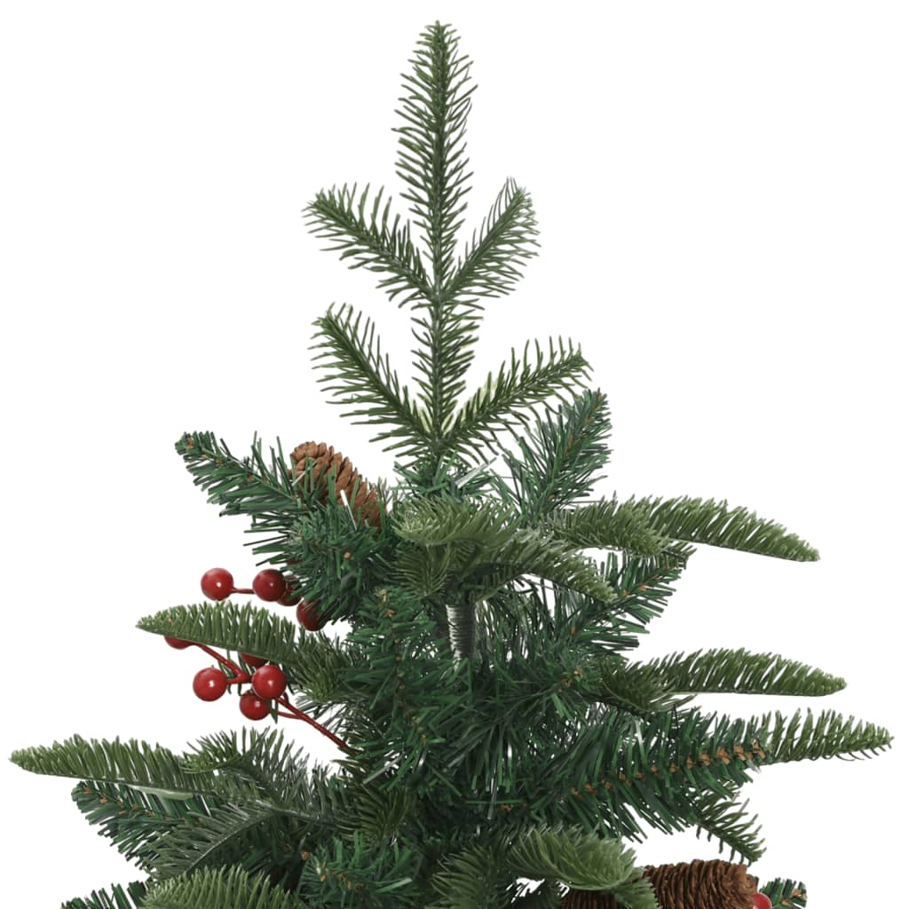 kunstigt juletræ med grankogler og bær 120 cm hængslet