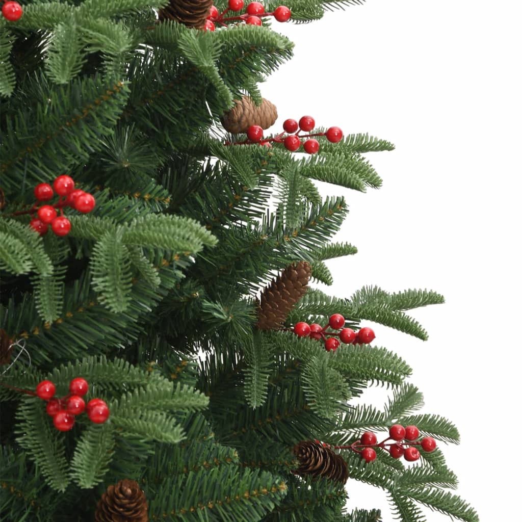 kunstigt juletræ med grankogler og bær 210 cm hængslet
