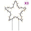 julestjerne med jordspyd 3 stk. 50 LED'er 29 cm