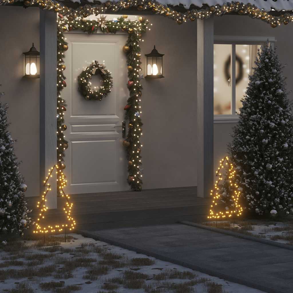 juledekoration med jordspyd juletræsfigur 80 LED'er 60 cm