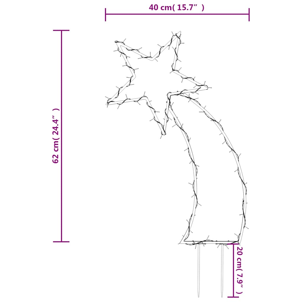 stjerneskud med jordspyd 80 LED'er 62 cm