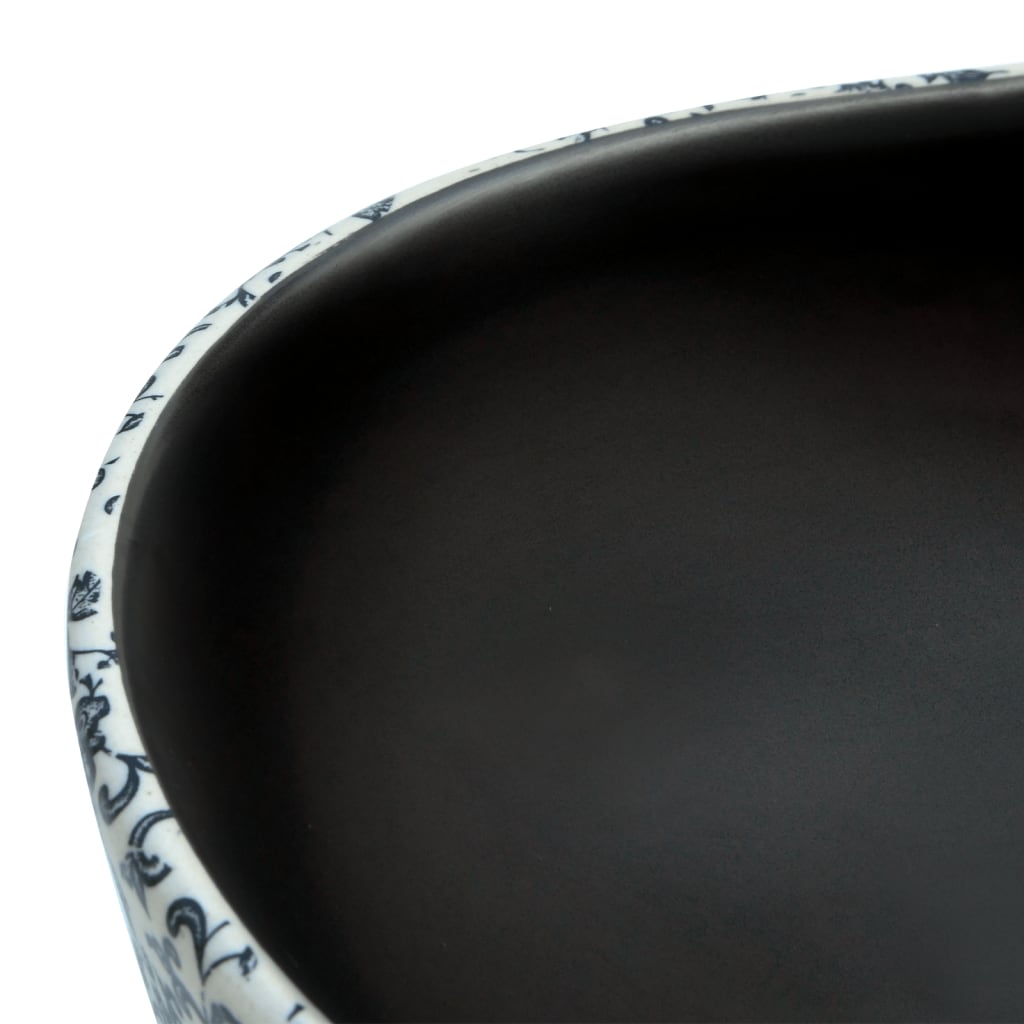 håndvask til bordplade 47x33x13 cm oval keramik sort og blå