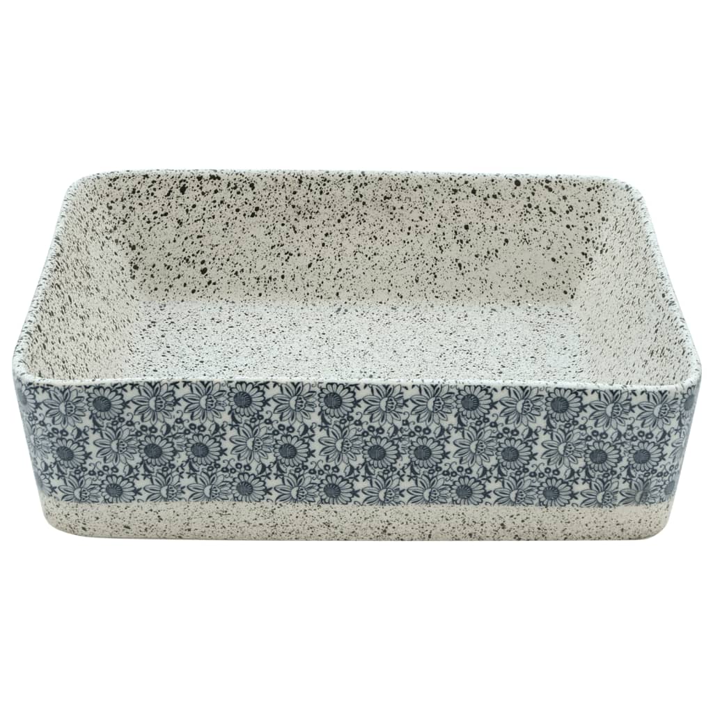 håndvask til bord 46x35,5x13 cm rektangulær keramik grå og blå