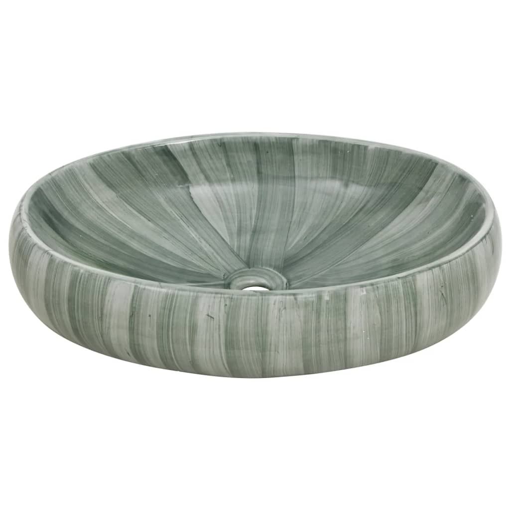 håndvask til bordplade 59x40x15 cm oval keramik grøn