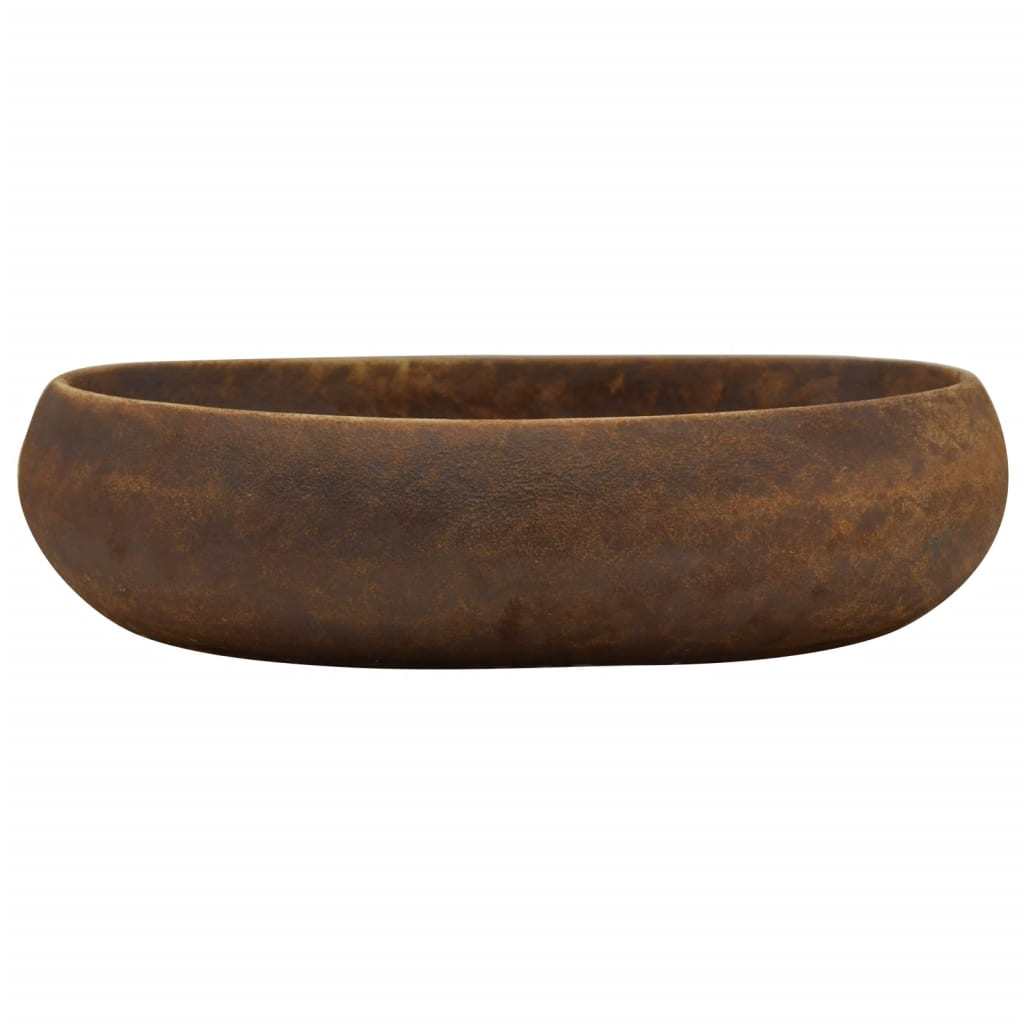 håndvask til bordplade 59x40x15 cm oval keramik brun