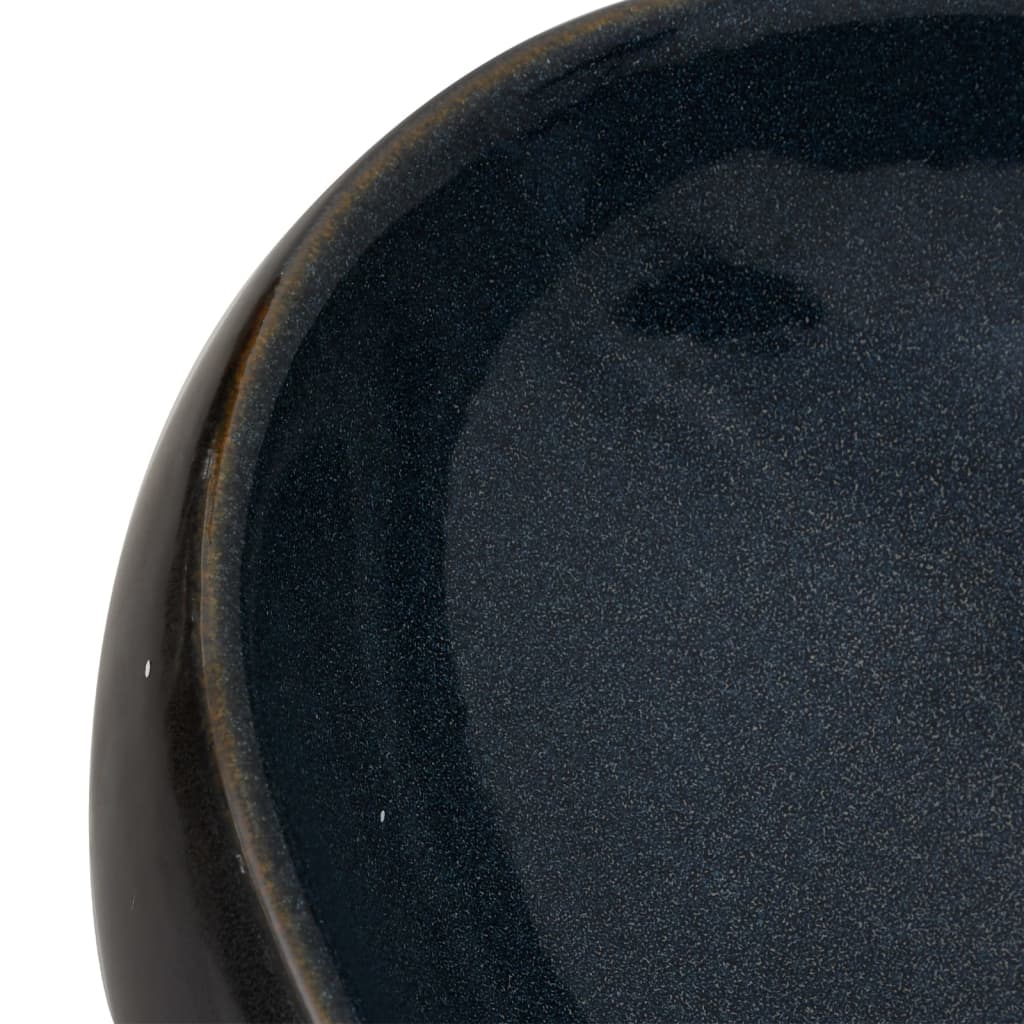 håndvask til bordplade 59x40x15 cm oval keramik sort og blå