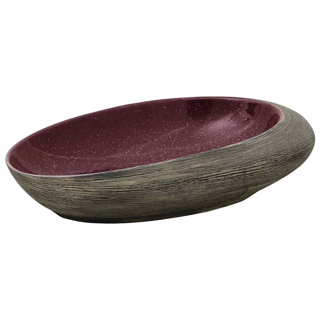 håndvask til bordplade 59x40x14 cm oval keramik lilla og grå