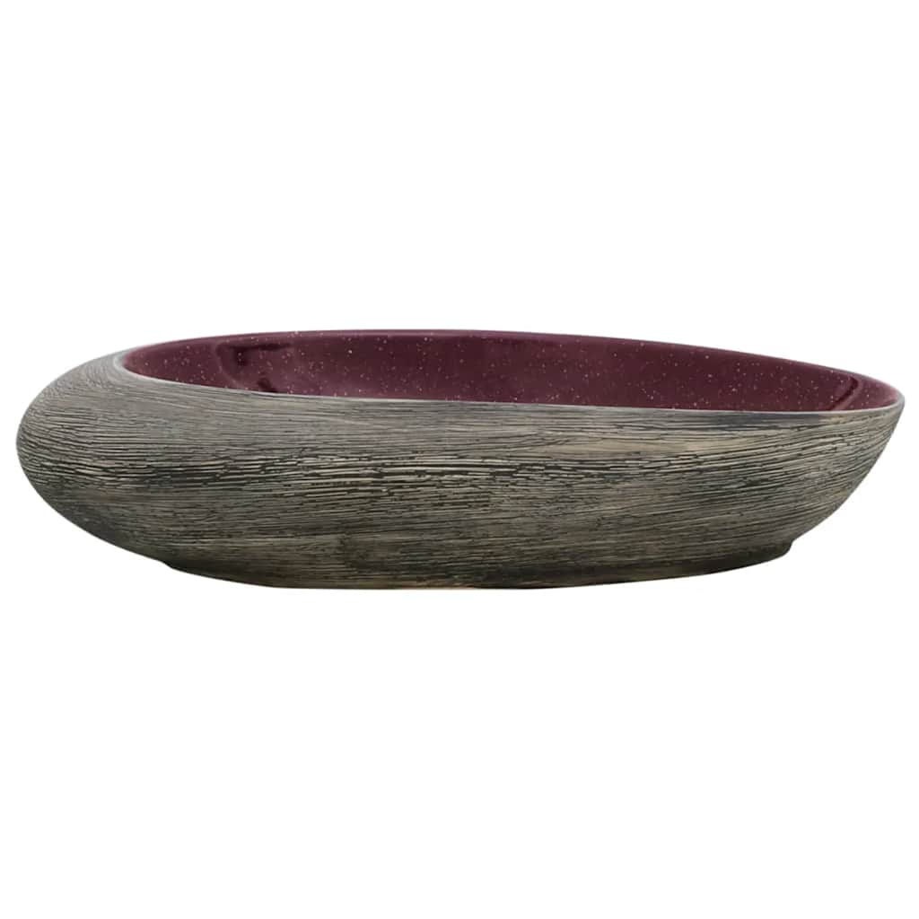 håndvask til bordplade 59x40x14 cm oval keramik lilla og grå