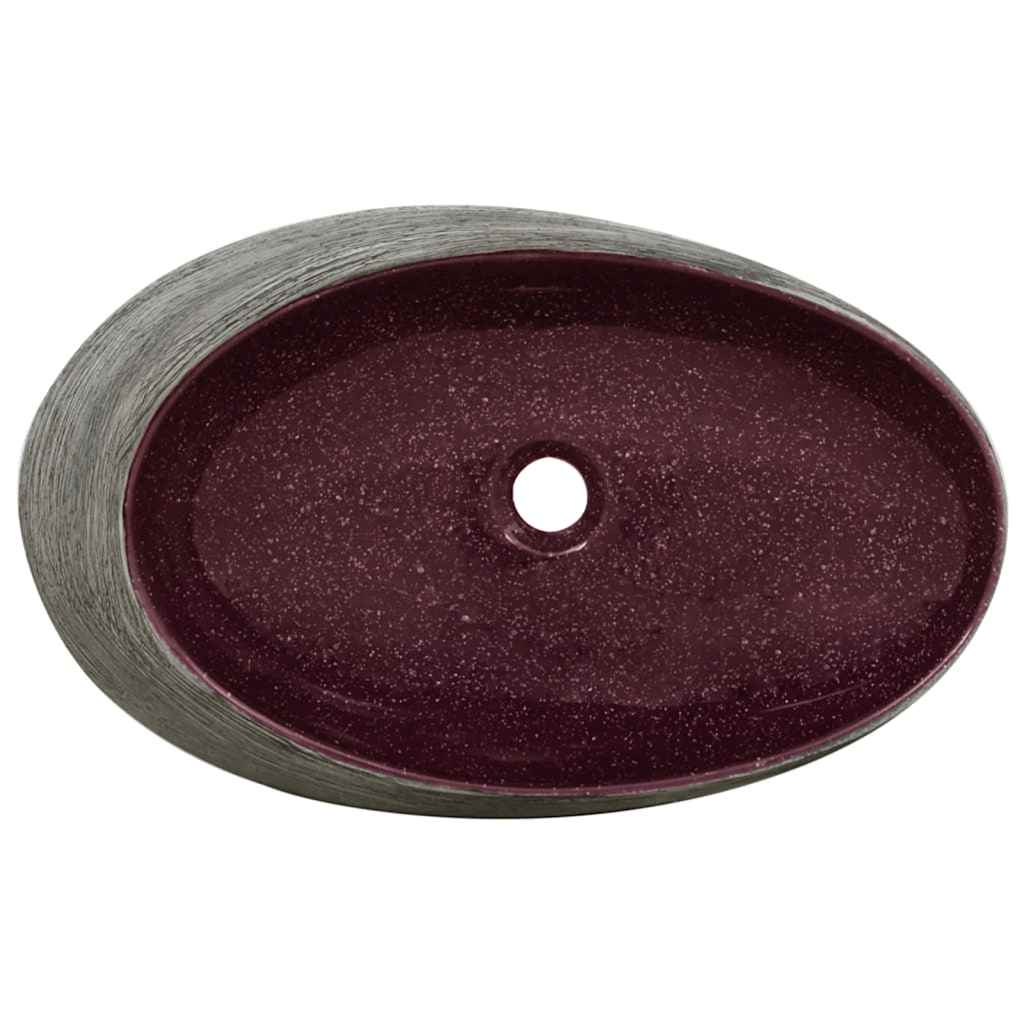 håndvask til bordplade 59x40x14 cm oval keramik lilla og grå