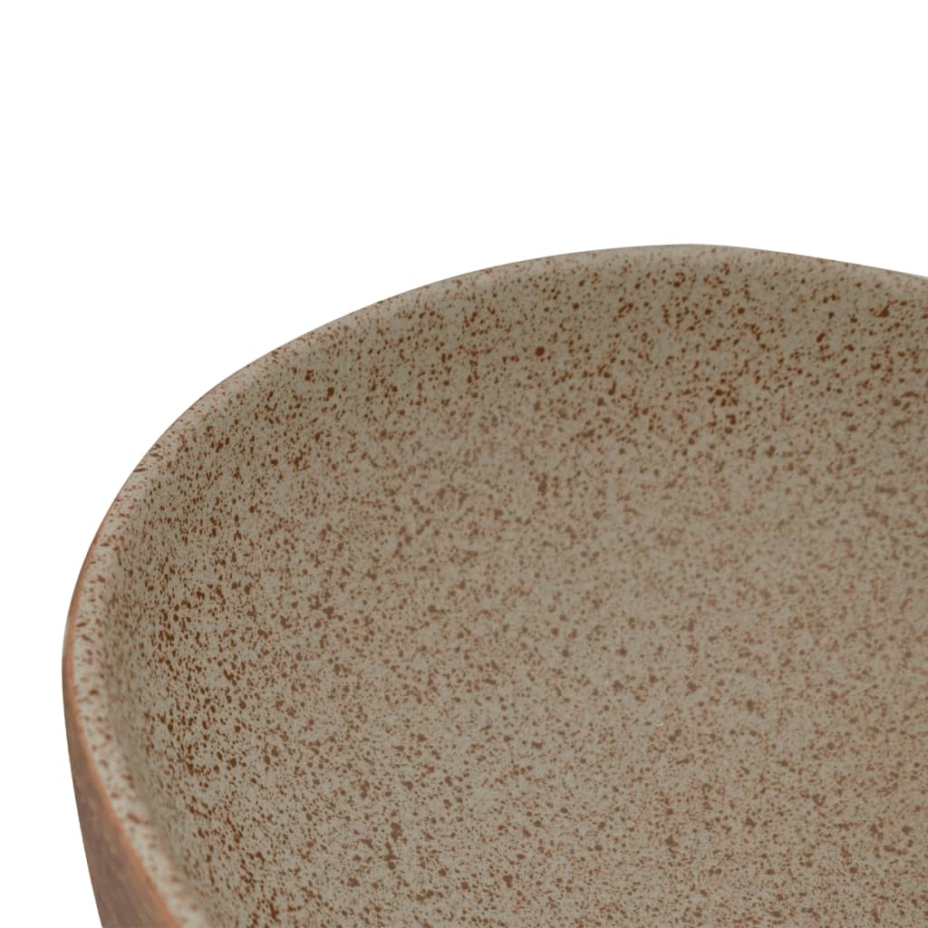 håndvask til bordplade 59x40x14 cm oval keramik sand og brun