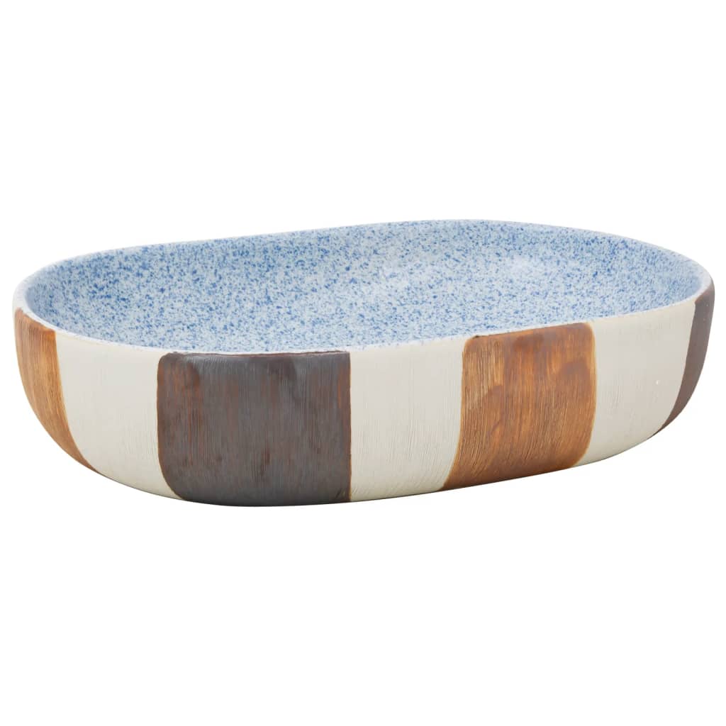 håndvask til bordplade 59x40x14 cm oval keramik flerfarvet