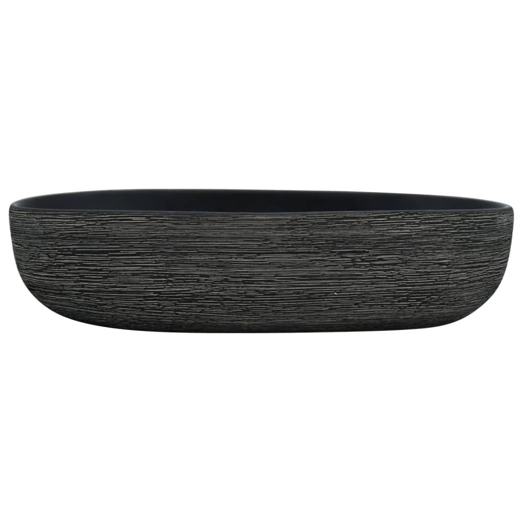 håndvask til bordplade 59x40x15 cm oval keramik grå og sort