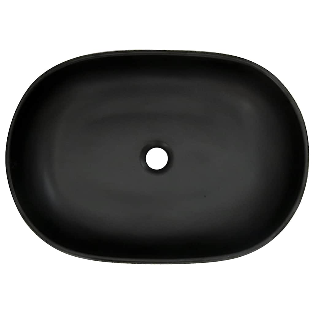håndvask til bordplade 59x40x14 cm oval keramik sort og blå
