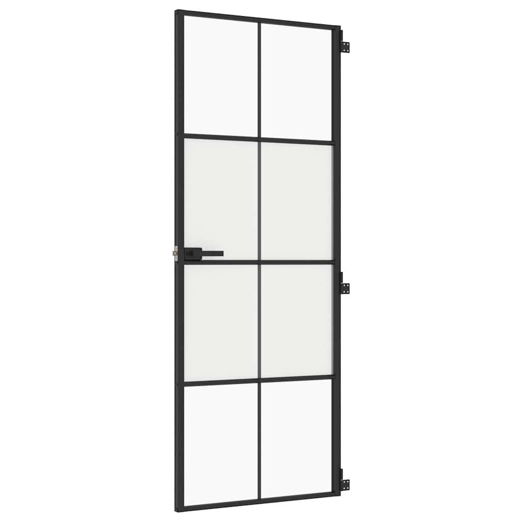 dør 76x201,5 cm hærdet glas og aluminium sort