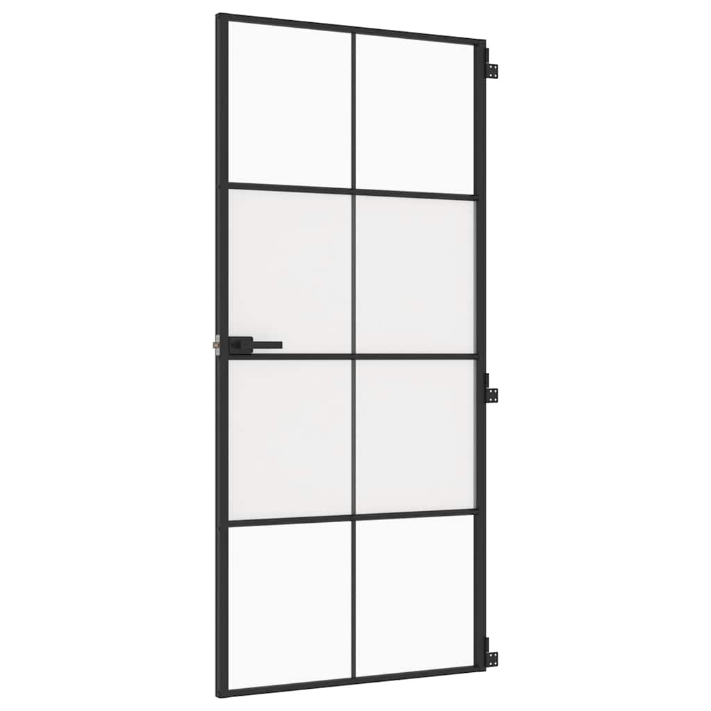 dør 93x201,5 cm hærdet glas og aluminium sort
