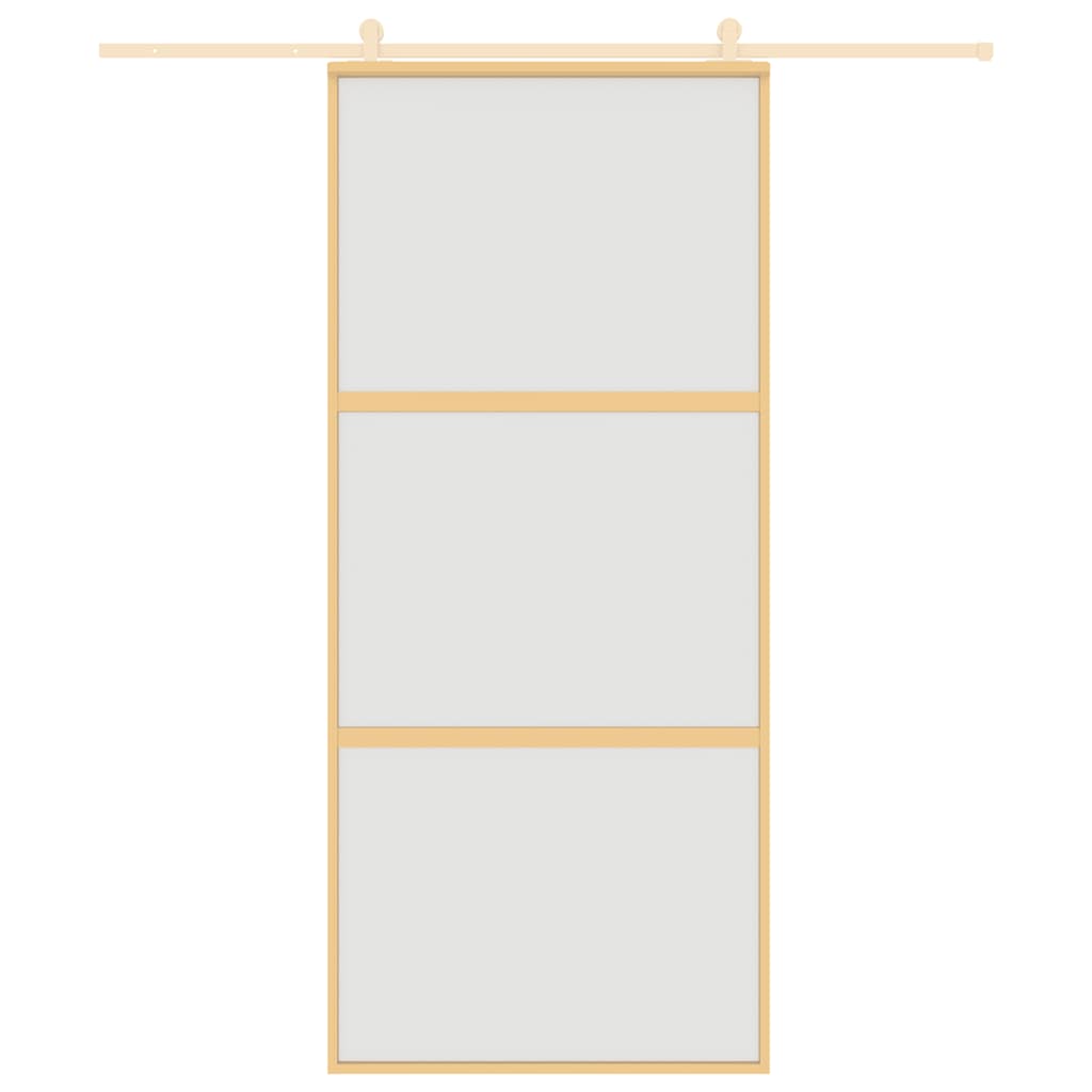 skydedør 90x205 cm matteret sikkerhedsglas og aluminium gylden
