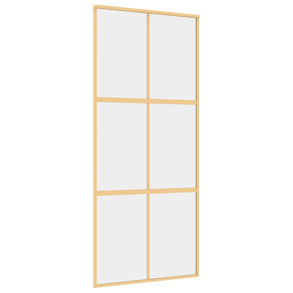 skydedør 90x205 cm klart sikkerhedsglas og aluminium guldfarvet