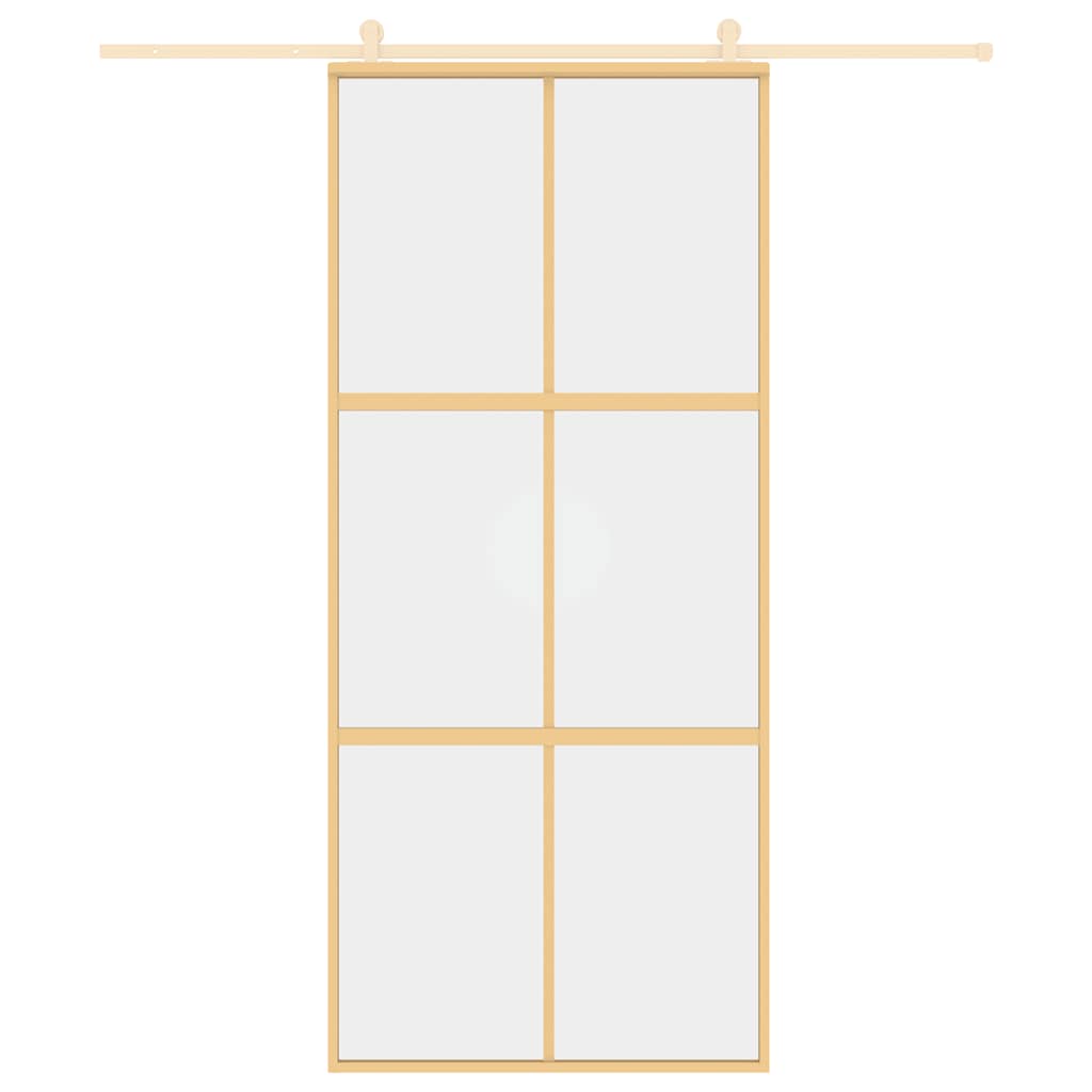 skydedør 90x205 cm klart sikkerhedsglas og aluminium guldfarvet