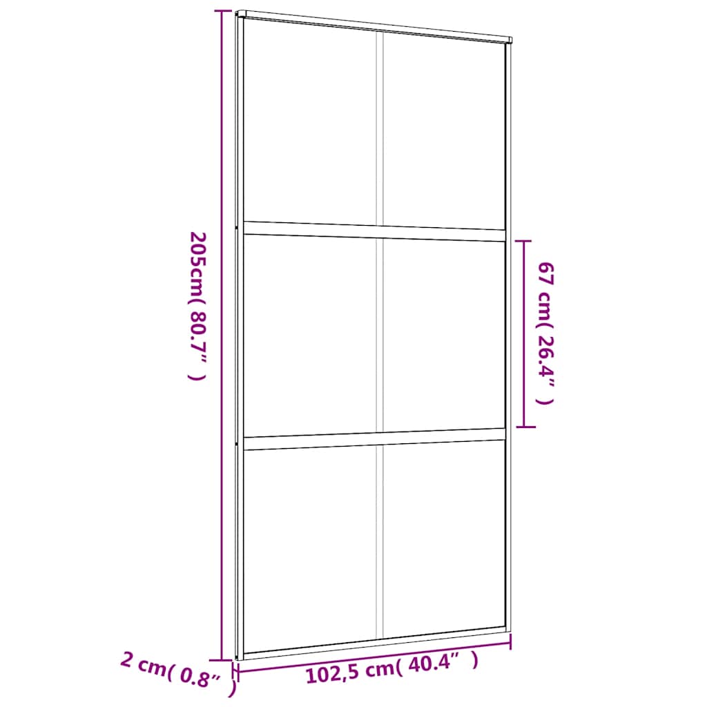 skydedør 102,5x205 cm klart sikkerhedsglas og aluminium gylden