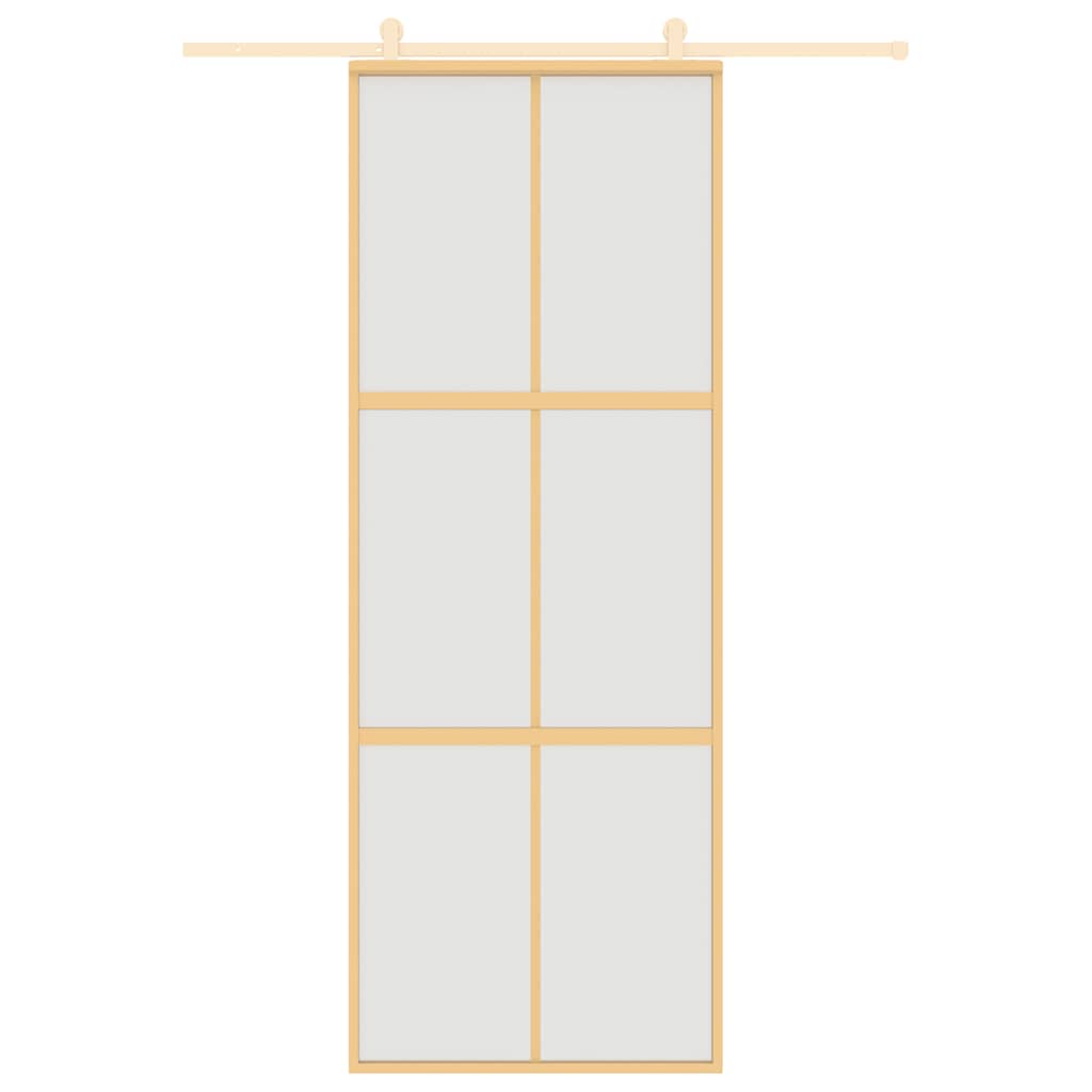 skydedør 76x205 cm matteret sikkerhedsglas og aluminium gylden
