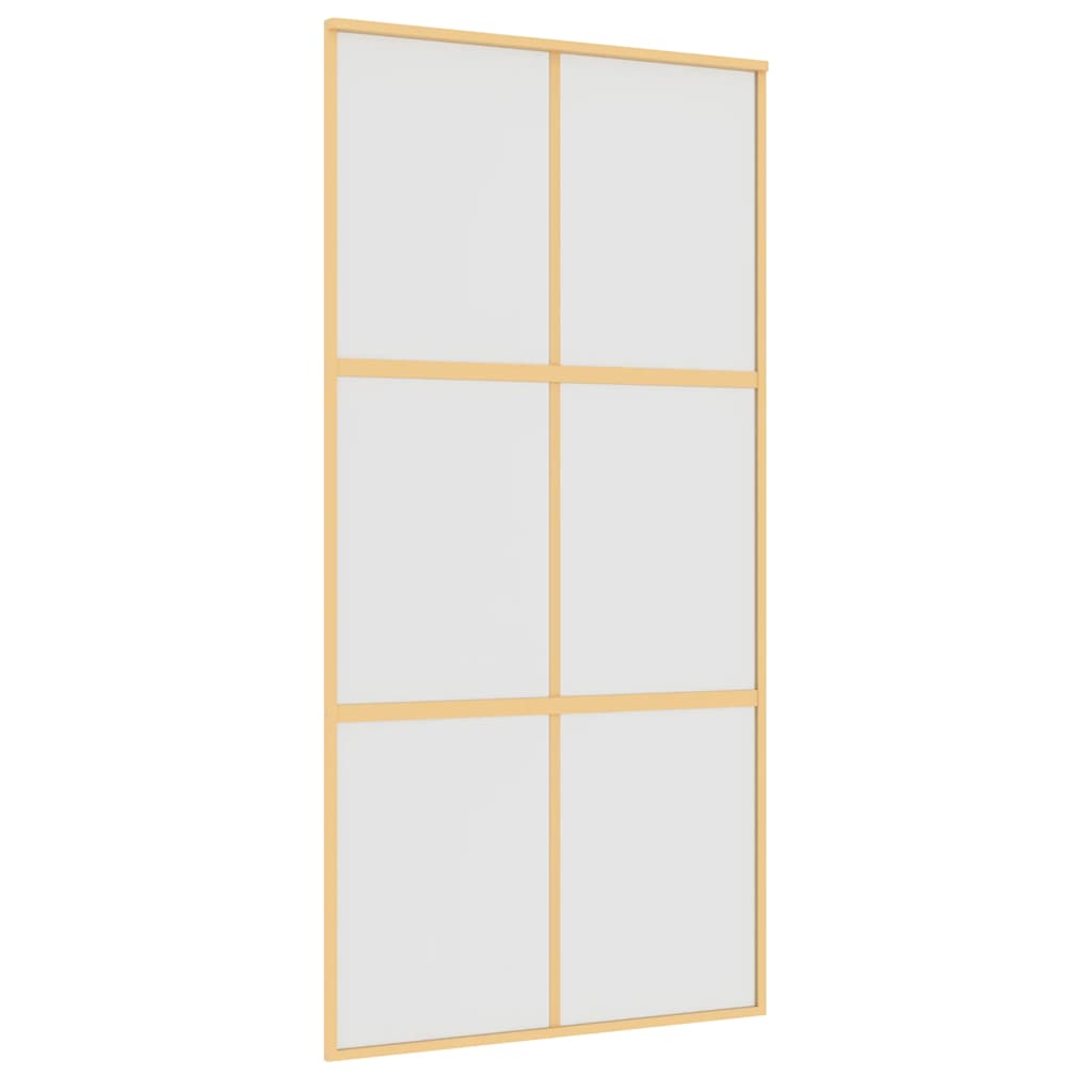 skydedør 102,5x205 cm matteret sikkerhedsglas aluminium gylden
