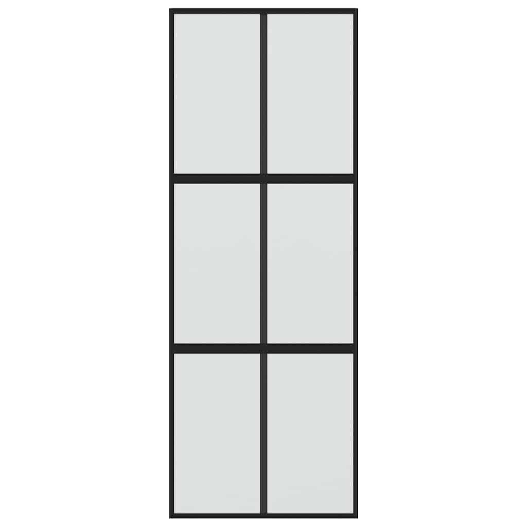 skydedør 90x205 cm hærdet glas og aluminium sort