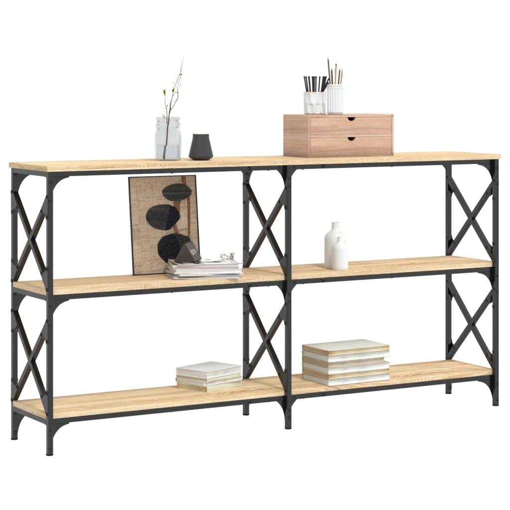 konsolbord 156x28x80,5 cm konstrueret træ sonoma-eg