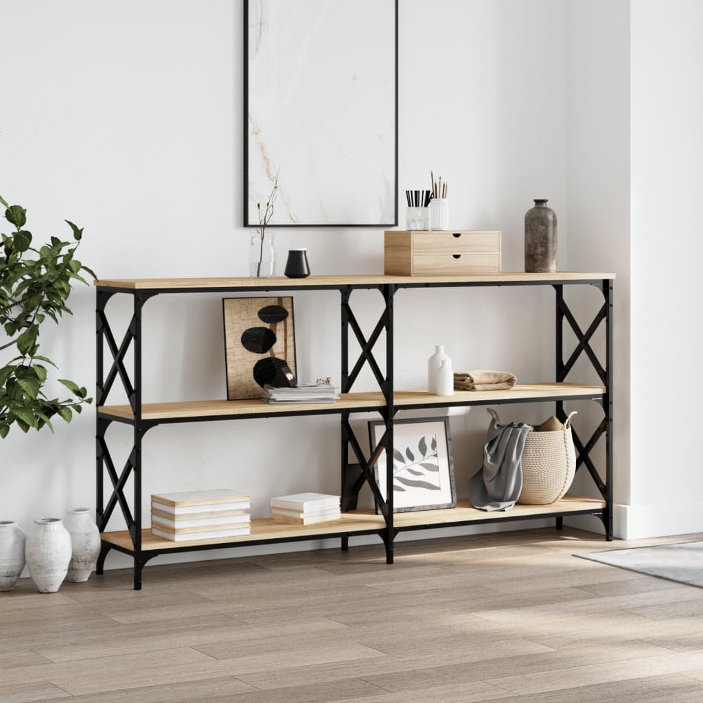 konsolbord 156x28x80,5 cm konstrueret træ sonoma-eg