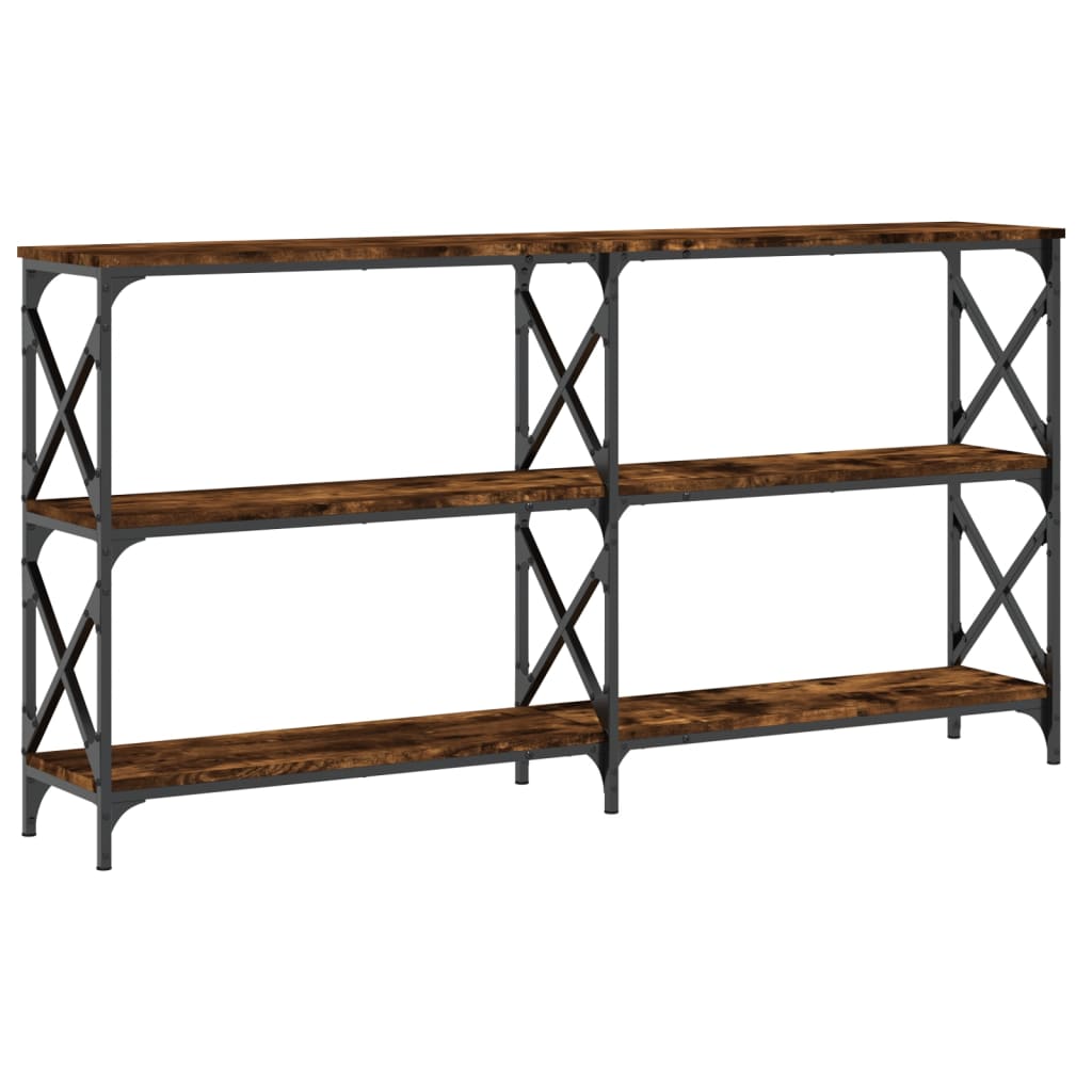 konsolbord 156x28x80,5 cm konstrueret træ røget egetræsfarve