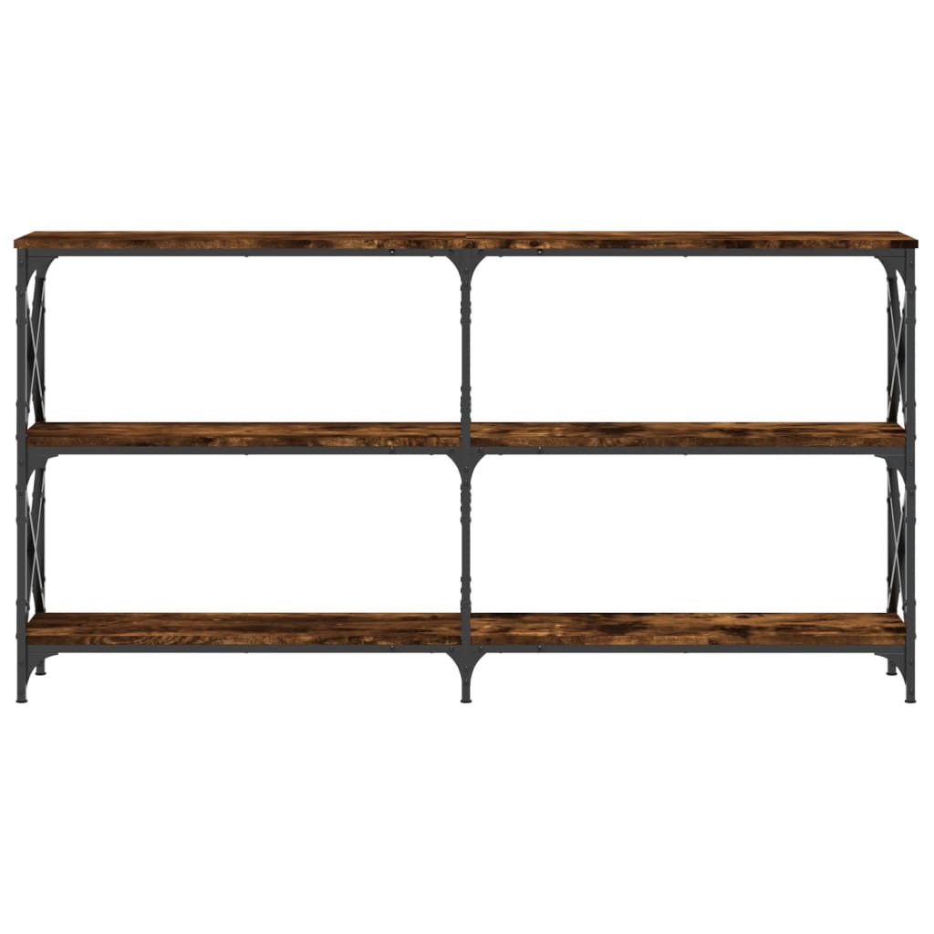 konsolbord 156x28x80,5 cm konstrueret træ røget egetræsfarve