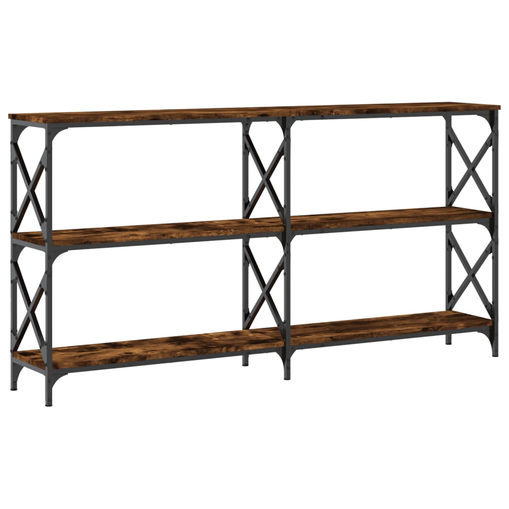 konsolbord 156x28x80,5 cm konstrueret træ røget egetræsfarve