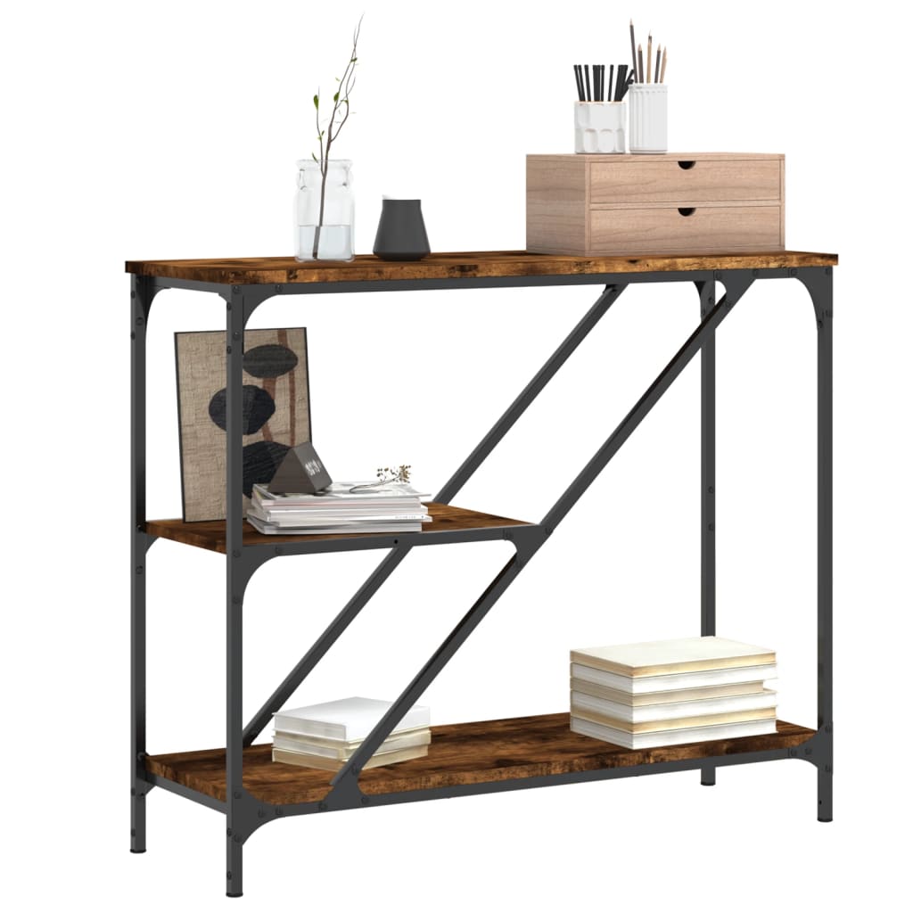 konsolbord 88,5x30x75 cm konstrueret træ røget sonoma-eg